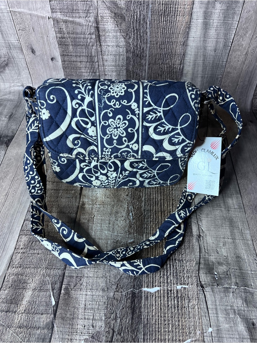 Vera Bradley Navy and Cream Quilted Floral Crossbody - Picture 3 of 12